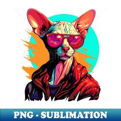 Stylish Sphynx cat in pink glasses - Creative Sublimation PNG Download - Revolutionize Your Designs