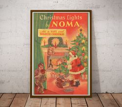 Vintage NOMA Christmas Lights POSTER - Multiple Sizes - Santa Claus - Decorations - 1930s - Antique - Xmas Tree - Red an