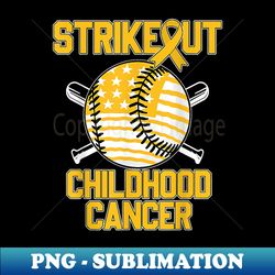American Flag Strikeout Childhood Cancer Awareness Baseball - Creative Sublimation PNG Download - Boost Your Success with this Inspirational PNG Download