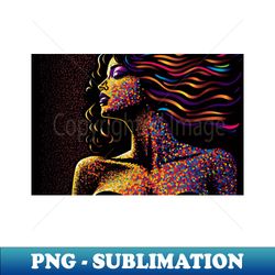 Dazzling Night - Colorful Minimal Portrait of a Woman - Elegant Sublimation PNG Download - Fashionable and Fearless