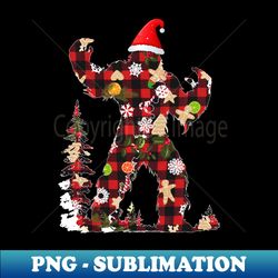 Santa Bigfoot Funny Vintage Sasquatch Red Plaid Christmas - High-Resolution PNG Sublimation File - Perfect for Sublimation Mastery