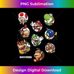 Super Mario Group Shot Good And Bad Guys Tank To - Edgy Sublimation Digital File - Challenge Creative Boundaries