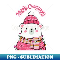merry christmas a cute polar bear ready for the holiday - premium png sublimation file - defying the norms