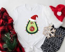 Avocado Christmas Shirt, Merry Christmas Avocado Sweatshirt, Avocado Lovers Xmas T-Shirt, Avocado Wearing Santa Hat Hood