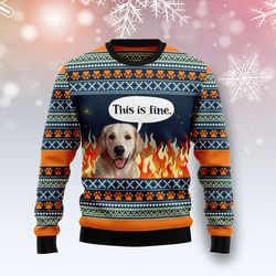 Labrador Retriever Fire Sweater, Ugly Christmas Sweater for Dog Lovers