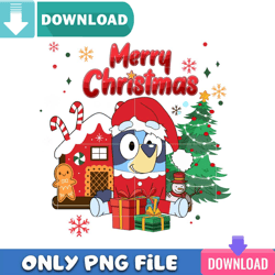 Bluey Merry Christmas PNG Perfect Sublimation Design