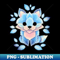 Ice fox of leaves - PNG Transparent Sublimation File - Boost Your Success with this Inspirational PNG Download