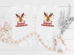 Merry Twinsmas Onesie, Twins Christmas Shirts, Twins First Christmas Onesies, Christmas Baby Shower Gifts, Funny Christm