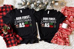 Our First Christmas As Mr And Mrs Shirt, Christmas 2023 T-Shirt, Matching Couple Christmas Tee, Just Got Married Xmas Ou