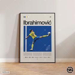 Zlatan Ibrahimovic Poster, Swedish Footballer, Soccer Gifts, Sports Poster, Football Player Poster, Soccer Wall Art, Spo