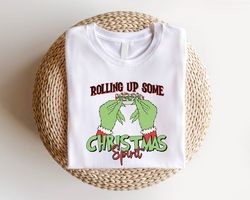 Rolling up Some Christmas Spirit Shirt, Funny Christmas T-Shirt, Matching Christmas Family Tees, Christmas Couple Outfit