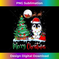 penguin santa hat xmas lights tree merry christmas penguin tank to - chic sublimation digital download - elevate your style with intricate details