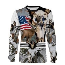 Mule Deer Hunting American Flag Camo Custom Name All Over Print Shirts &8211 Fsd30