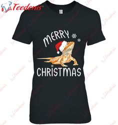cool lizard reptile with christmas hat t-shirt, plus size womens christmas tees  wear love, share beauty