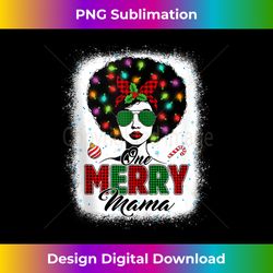 One Merry Mama Santa Christmas Lights Afro American Women Tank To - Timeless PNG Sublimation Download - Pioneer New Aesthetic Frontiers