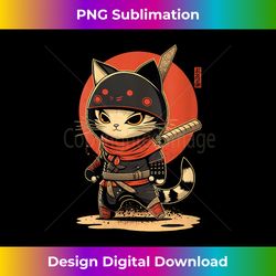 Womens Cute Kawaii Ninja Cat, Samurai Kitten Warrior Anime Japanese V-Neck - Bohemian Sublimation Digital Download - Customize with Flair