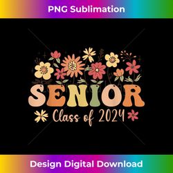 Retro Groovy Senior 2024 Class Of 2024 Graduation Flower Long Sleeve - Urban Sublimation PNG Design - Customize with Flair