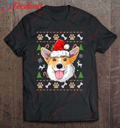 Corgi Ugly Christmas Dog Santa Hat Xmas Boys Kids Girls Gift T-Shirt, Cotton Womens Christmas Shirts  Wear Love, Share B