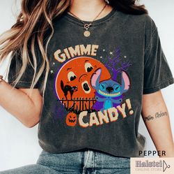 Stitch Horror Halloween T-Shirt, Stitch Gimme Candy Shirt, Stitch Halloween, Disney Halloween, Disney Trick or Treat, Di