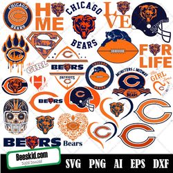 chicago bears bundle svg, chicago bears svg, chicago bears clipart, chicago bears logo, chicago bears cricut-nfl svg