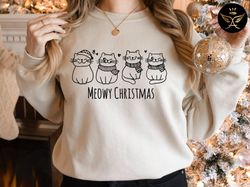 Meowy Christmas Sweatshirt, Cat Lover Sweatshirt, Cat Mom Sweatshirt, Cat Christmas Sweatshirt, Meowy Sweatshirt, Christ