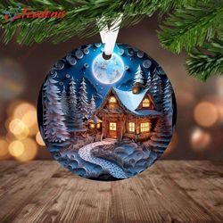Cottage 3D Ornament, Woodsy Christmas Design, Sublimation, Cozy Gift  Wear Love, Share Beauty