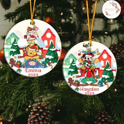 Personalized Disney Christmas Ornament, Mickey and Friends Family Christmas Tree Decor, Winnie The Pooh