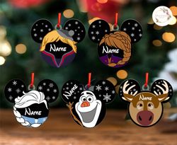 Personalized Mickey Frozen Christmas Ornament, Elsa Anna Olaf Sven Kristoff, Custom Xmas 2023 Ornament