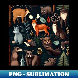 woodland critters - retro png sublimation digital download - fashionable and fearless