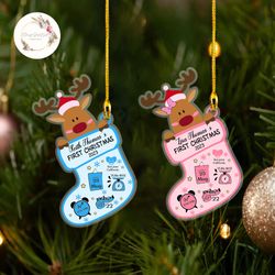 personalized reindeer babys first christmas ornament 2023, personalized baby 1st christmas gift, custom baby gift