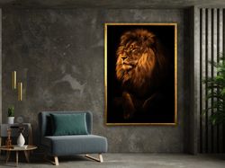 Lion King Canvas Wall Art Design, Lion Canvas Set, Lion Poster, Animal Wall Art, Animal Poster, Framed Canvas Ready To H