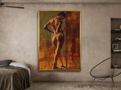 Sensual Girl Artwork, Erotic Canvas Art, Nude Wall Art, Sexy Body Decor, Sexy Woman Canvas, Nude Girl Print,,Canvas Desi
