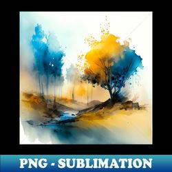 colorful autumn landscape watercolor 1 - instant png sublimation download - stunning sublimation graphics