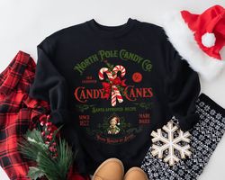 Christmas Sweatshirt, Candy Cane Shirt, Retro Old Fashioned Candy Cane Sweater, Vintage Christmas Shirt Retro, North Pol