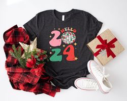Hello 2024 T-shirt, Happy New Year T-Shirt, Christmas Sweatshirt, Retro New Year TShirt, 2024 T-shirt, Hello 2024 Sweats
