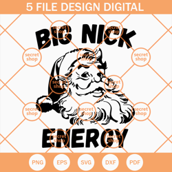 Big Nick Energy Santa Claus SVG, Santa Claus Head SVG, Merry Christmas Holiday Art SVG