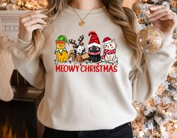 Meowy Christmas Sweatshirt, Happy Cat Year Shirt, Funny Christmas Cat Shirt, Cat Christmas Sweatshirt, Cat Lover Christm