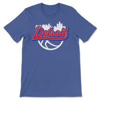 Detroit Michigan Basketball Fan City Skyline Classic Script T-shirt, Sweatshirt & Hoodie