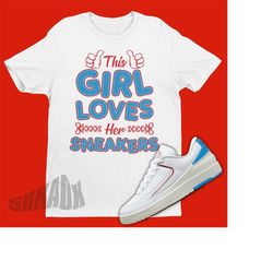 Women Sneakerheads Air Jordan 2 UNC To CHI Sneaker Matching Shirt - Retro 2 Tee - UNC to Chicago 2s Tee Shirt - Powder B