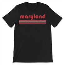 Vintage Maryland Retro Three Stripe Weathered  T-shirt, Sweatshirt & Hoodie