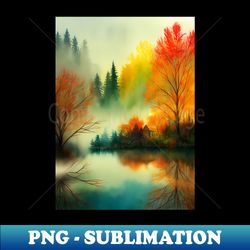 colorful autumn landscape watercolor 10 - high-resolution png sublimation file - perfect for personalization