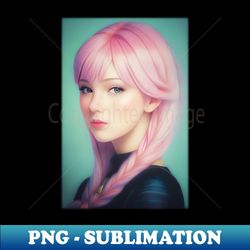 Anime 3D girl with pink hair - Retro PNG Sublimation Digital Download - Bold & Eye-catching