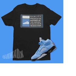 Sneakerhead Tag Air Jordan 5 UNC Sneaker Matching Shirt - Retro 5 Tee - UNC 5s Tee Shirt