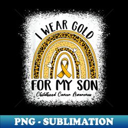 I Wear Gold For My Son Childhood Cancer Awareness Ribbon - Artistic Sublimation Digital File - Vibrant and Eye-Catching Typography