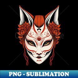 Traditional Japanese Art Kitsune Mask or Fox Japan - Decorative Sublimation PNG File - Add a Festive Touch to Every Day