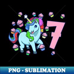 I am 7 with unicorn - girl birthday 7 years old - Sublimation-Ready PNG File - Perfect for Sublimation Mastery