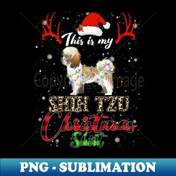 Funny Shih Tzu Christmas Shirt Leopard Buffalo Plaid - Instant Sublimation Digital Download - Perfect for Sublimation Mastery