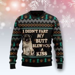 Pug A Kiss Sweater, Ugly Christmas Sweater for Dog Lovers