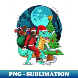 Bigfoot Santa Riding Dinosaur Tree Lights Happy Christmas - Elegant Sublimation PNG Download - Bring Your Designs to Life