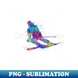 Boy Skiing Watercolor Gift - Creative Sublimation PNG Download - Instantly Transform Your Sublimation Projects